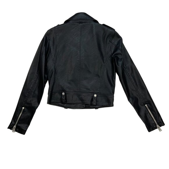 Levi’s Faux Vegan Leather Studded Moto Jacket XS Black Zip Front Biker Zip Cuffs - Picture 12 of 14